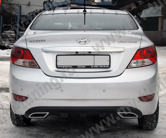Диффузор заднего бампера var №2 (текстурный пластик) для Hyundai Solaris (2010-2013) купить недорого с доставкой в Пушкино