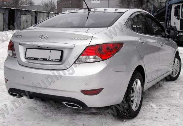 Диффузор заднего бампера var №2 (текстурный пластик) для Hyundai Solaris (2010-2013) купить недорого с доставкой в Пушкино