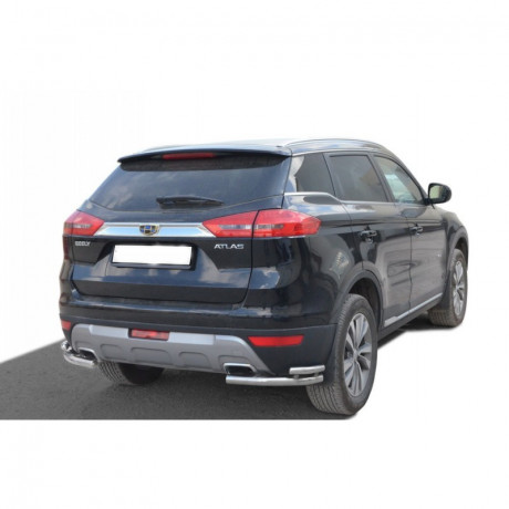 Защита заднего бампера «Уголки двойные» (d51/40) для Geely Atlas (2016-н.в.)(Окрашенное) купить недорого с доставкой в Пушкино