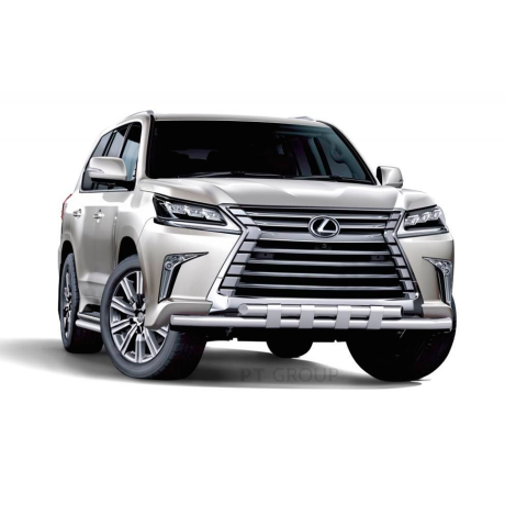 Защита переднего бампера двойная с пластинами d63/63мм (НПС) LEXUS 450D (2015-н.в.) купить недорого с доставкой в Пушкино